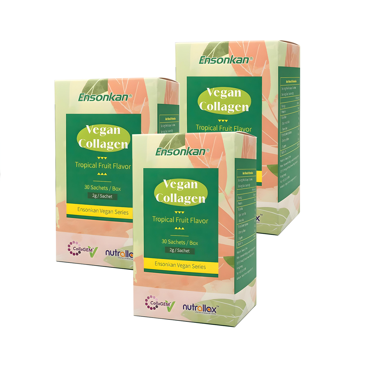 【3盒裝】Ensonkan Vegan Collagen - Tropical Fruit Flavor 素食膠原蛋白肽粉 (熱帶水果味) - 30 條/盒 (New Package!)