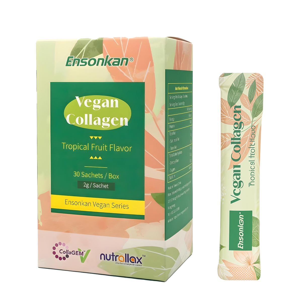 全新升級包裝‼️Ensonkan Vegan Collagen - Tropical Fruit Flavor 素食膠原蛋白肽粉 (熱帶水果味) - 30 條/盒 (New Package!)