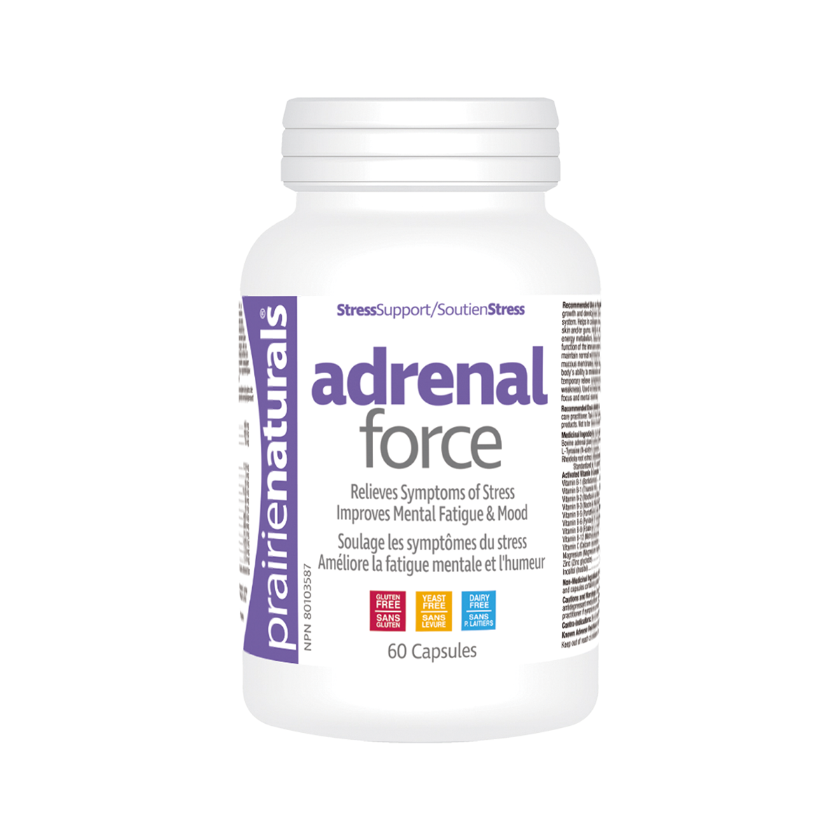 Prairie Naturals Adrenal Force 舒壓配方 60粒 - 豐富維他命B, 專業配方，舒緩壓力或擔憂情緒，以致容易入眠及改善睡眠質素