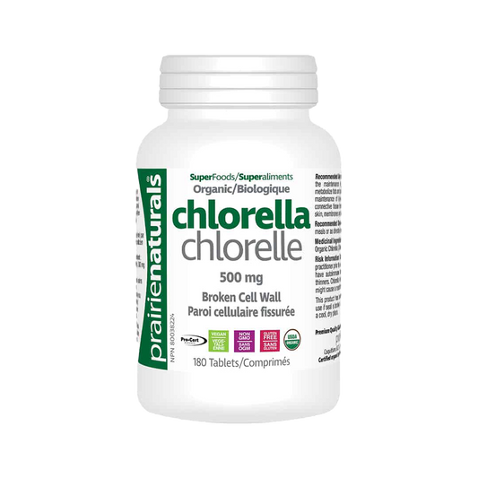 限時優惠 - Prairie Naturals Organic Chlorella 500mg Tablets - 180 Tablets 破壁有機小球藻片 180粒 - 呵護腸胃，排毒，有助排走體內重金屬