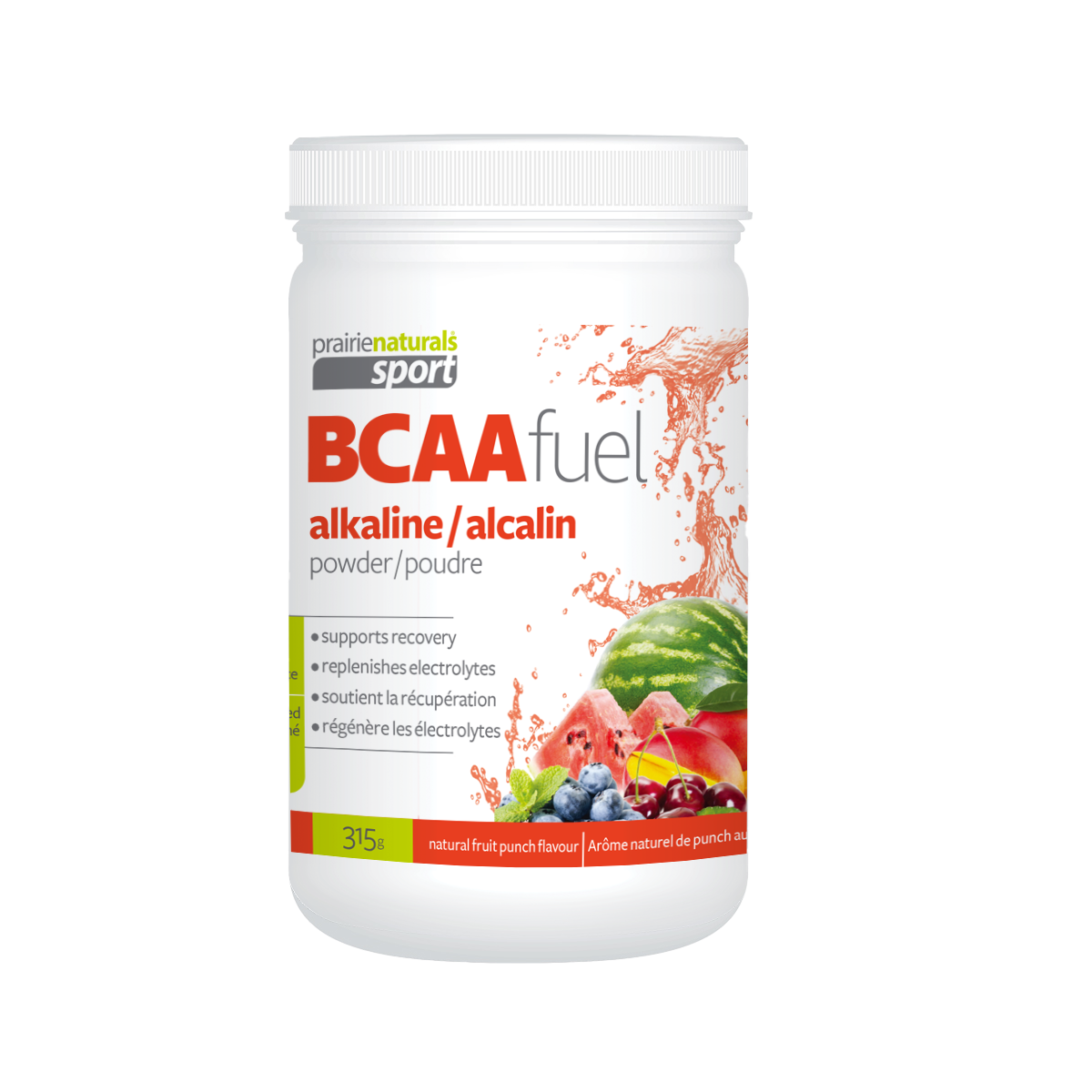 Prairie Naturals Fuel Alkalinized BCAA - Natural fruit punch flavour 支鏈氨基酸(雜果賓治味)315g 有助運動後回復體力,舒緩肌肉損耗疲勞酸痛,有助於運動後增肌減體脂