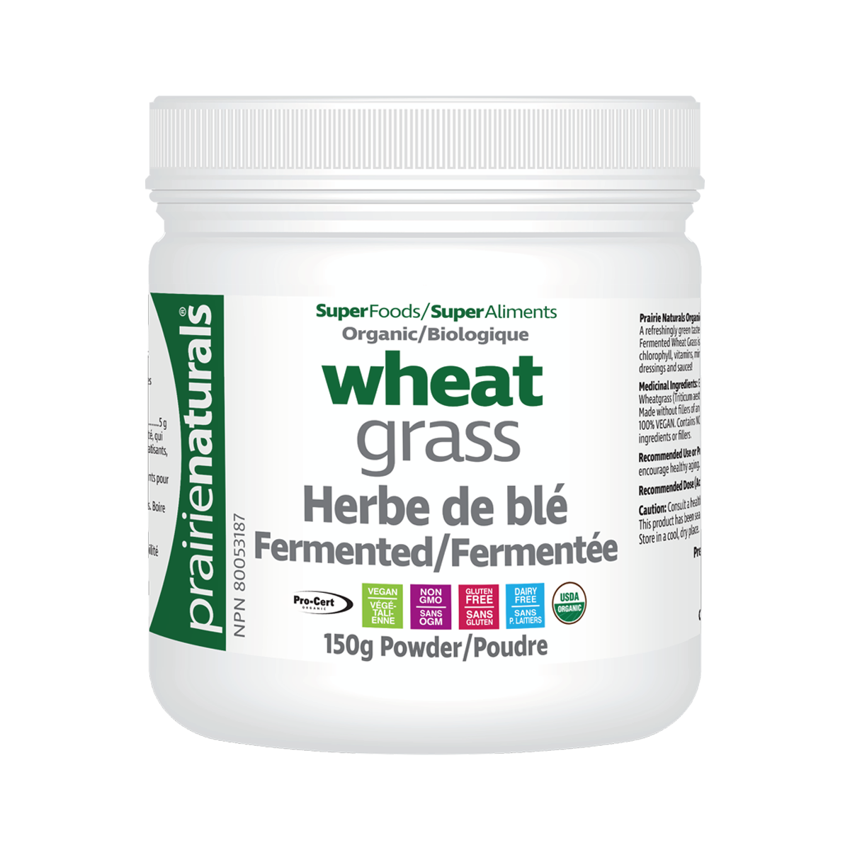Prairie Naturals Fermented Organic Wheat Grass 有機發酵小麥草粉 150g Exp: 2025/10 (促進健康的益生元,清理腸道,平衡身體酸鹼值)